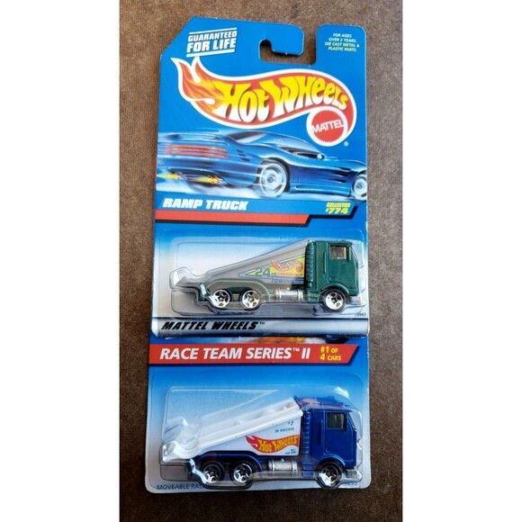 Hot Wheels RAMP TRUCK MAINLINE Green #774 & RACE TEAM SERIES II Blue #395 LOT X2 - Picture 2 of 16